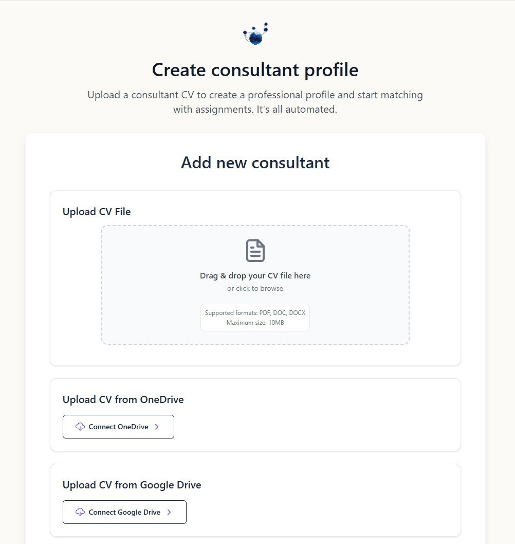 Create profile from CV